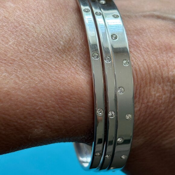 Swarovski Rhodium Crystal Bangle Bracelets - Picture 1 of 6